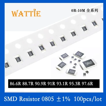 SMD резистор 0805 1% 86,6 R 88,7 R 90,9 R 91R 93,1 R 95,3 R 97,6 R 100 бр./лот микросхемные резистори 1/8 W 2,0 мм * 1,2 мм