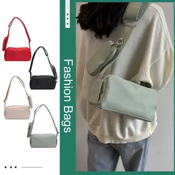 Дамски ежедневни чанти-прашка с цип, холщовая ежедневна чанта през рамо в уличном стил, лека универсална чанта с чантата