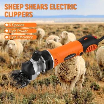 Електрически ножици за стригане на овце с мощност 750 W и професионални ножици за стригане на овце с 6 скорости, подходящи за срязване овце, крави, селскостопански животни