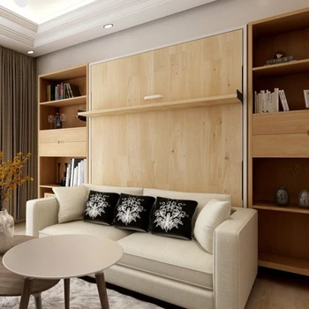Модерен дизайн, компактни мебели, Дървен разтегателен диван, стенни легло