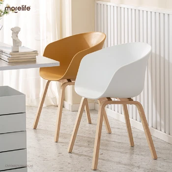 Модерна Минималистична трапезария стол с дървена прическа, Луксозен мек стол от пластмаса, Ергономичен Стол за тоалетна, Мебели за ресторант, кафене