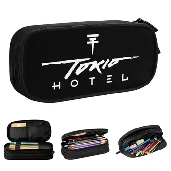 Молив случай за поп-музика Tokio Hotel, Новият Титуляр за писалки, дамски чанти за ученици, ученически пособия голям капацитет, Козметични Пеналы
