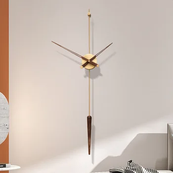 Направи си САМ-Големи Стенни часовници в Европейски Стил с Ореховыми Насоки, Метал, Мед, Модерен и луксозен Дизайн, Тихо декорация за Хол, Домашно Подвесное Устройство