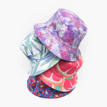 Новата пролетно-лятна панама с геометричен чертеж и цветен принтом, дамска шапка от Слънцето, Рибарски шапки, двустранни шапки-кофи за пътуване на открито