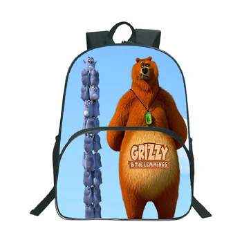 Раница Naughty Grizzly And The Lemmings За Момичета и Момчета, Училищна чанта Sunny Grizzly Bear Голям Капацитет, Раница За Пътуване, Mochila Student