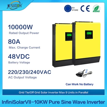 Слънчев Мрежов инвертор 10KW 48V 230V High PV Input 450Vdc Вграден 80A MPPT Слънчев контролер такса за паралелна функции