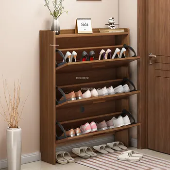 Ультратонкое опрокидывающееся кофа, шкафове за обувки, съвременни мебели за всекидневна, домашна врата, дървена стойка за обувки, органайзер, стойка за съхранение на обувки