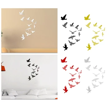 11 бр., акрилни огледално етикети с летящей птици, самозалепващи 3D стикери за стена, декоративни стикери за стена, Спалня, къща, Директна доставка