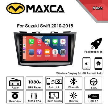 Maxca Wireless Carplay Android auto Suzuki Swift, 9-инчов 2 Din радио, Мултимедиен Плейър