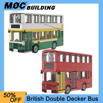 MOC Град London Превозно средство Британски Двуетажен автобус Строителни блокове САМ Колата Монтаж на Тухли Творчески играчки, подаръци за момчета и деца