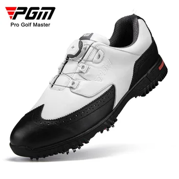PGM/ Мъжки обувки за голф със сменяеми Шипове, Нескользящие Мъжки Непромокаеми Обувки с каишка на дръжката, Спортни обувки От телешка Кожа на Горния Слой на XZ240