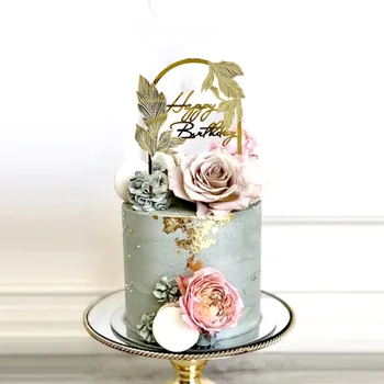 Златното Акрилни украса За торта Happy Birthday Party, Топперы За торта, Парти по случай Годишнина от сватбата, Детски душ, Принадлежности за декор на тортата