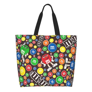 Кавайные Забавни чанти-тоут за пазаруване с шоколадов коллажем M & M ' s, Множество Холщовая пазарска чанта на рамото
