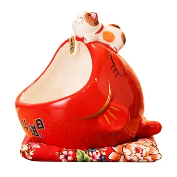 Керамична кутия шоколадови бонбони Лъки Котка, Скъпа кутия за съхранение Лъки Котка, прасенце, Китайски начало декор за привличане на богатство и късмет