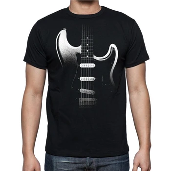 Китара в тъмното, Класически тениски за мъже, Бас китара, Рок-музика, Ежедневни тениски от чист памук, Тениска с кръгло деколте, графична облекло
