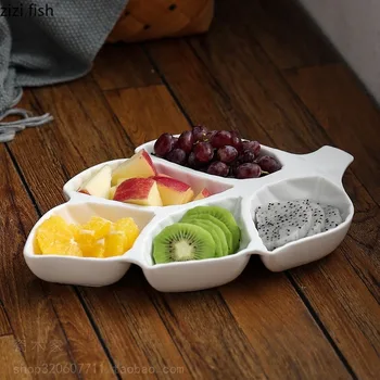 Креативна керамична чиния за плодове под формата на листа, Чиния за закуски в хола, Чинийка за ядки, Чинии за сушени плодове, чинии за бонбони, домакински съдове
