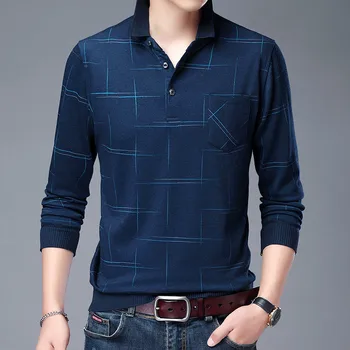 Мъжка риза с къси ръкави от 50% памук, ежедневни есенно-пролетна риза райе с дълъг ръкав, модерен бизнес мъжки дрехи, корейски върховете