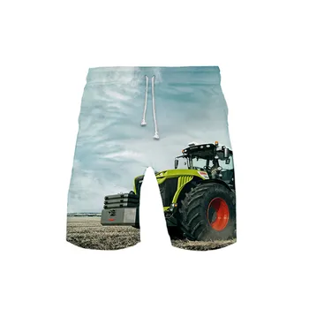 Нови Летни Бански, Бански костюми, Плажни дрехи за мъже, 3D принт с изображение на Трактора, Мъжки шорти за плуване, бързо съхнещи плажни шорти
