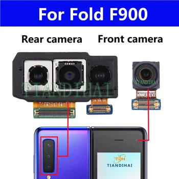 Оригиналната основна предна селфи-фотоапарат на Samsung Galaxy Fold F900 F900F, широка модул за камера за задно виждане, гъвкав кабел, смяна на части