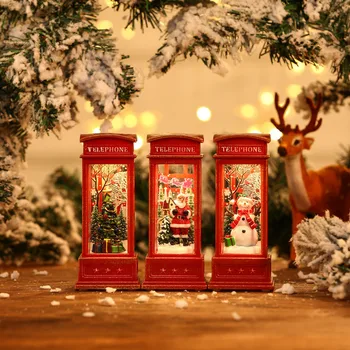 Светещи Коледни снежна топка, фенер, Телефонна будка на батерии, Коледна украса за домашна коледна украса