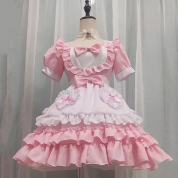 Секси розова рокля прислужница в стил Лолита