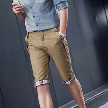 Стилни мъжки къси панталони с дължина до коляното, градинска облекло в стил мозайка, ластични шорти в корейски стил
