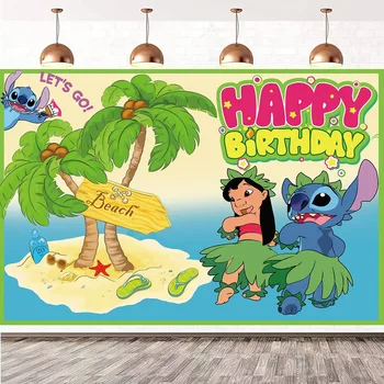 Тематични декори в стил Лило и Стич Бебешки аксесоари за парти в чест на рождения Ден на Тропически фотофон за украса бод Банер за душата на детето